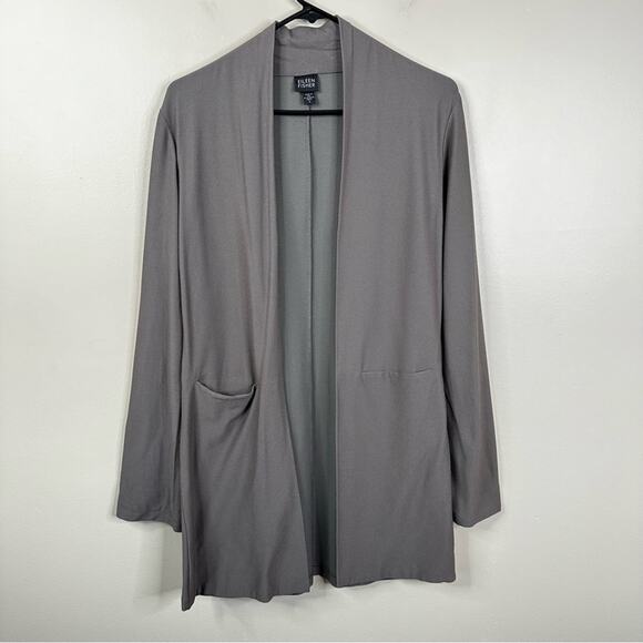 Eileen Fisher Cardigan Womens Small Gray Open Front Long Sleeve Minimalist - Picture 1 of 6